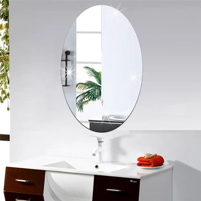 Oval Bathroom House Mirror Acrylic Wall Stickers  200×300