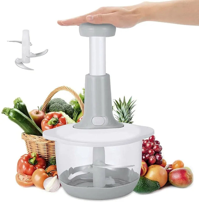 Manual Hand Push Chopper | Multi-functional Vegetable Meat Grinder, Grater, Chopper - 1.5 Liter (Random Color)